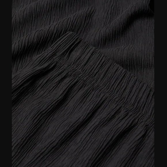 Mango Straight Lyocell Pants Black High-Rise Straight-Leg Flowy - Picture 3 of 6